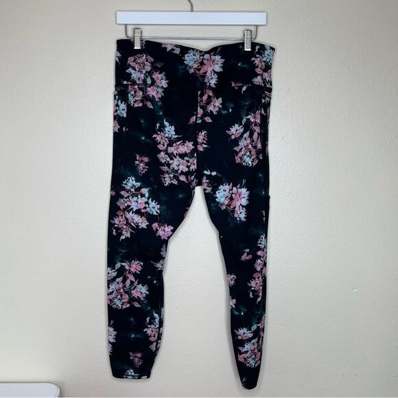 Gaiam Om Hiri Salutation High Waist Black Floral 7/8 Pockets Leggings Women XL - Picture 8 of 15